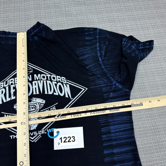 Harley Davidson Shirt Men Large Black‎ Blue Motorcycle Pullover Tee Comfort - Picture 7 of 10